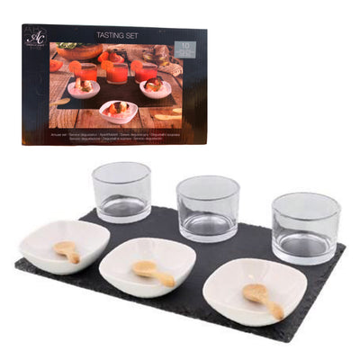 Set servire aperitive Premium cu tava din Ardezie, Absolu Chic, 10 Piese